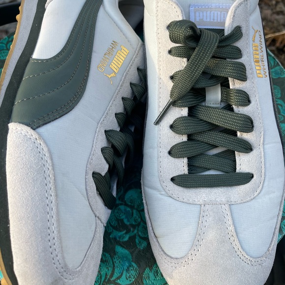 Puma Men's Whirlwind Classic Marshmallow- Thyme White and Green Sneakers - Picture 4 of 12